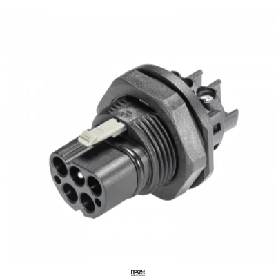 Разъем RST20i5 96.052.5053.1, Вилочный разъем в панель, М25, IP68(69k), 5 полюсов, винтовая фиксация провода, номинальные характеристики: 250/400V, 20A, цвет: черный, серия RST Classic