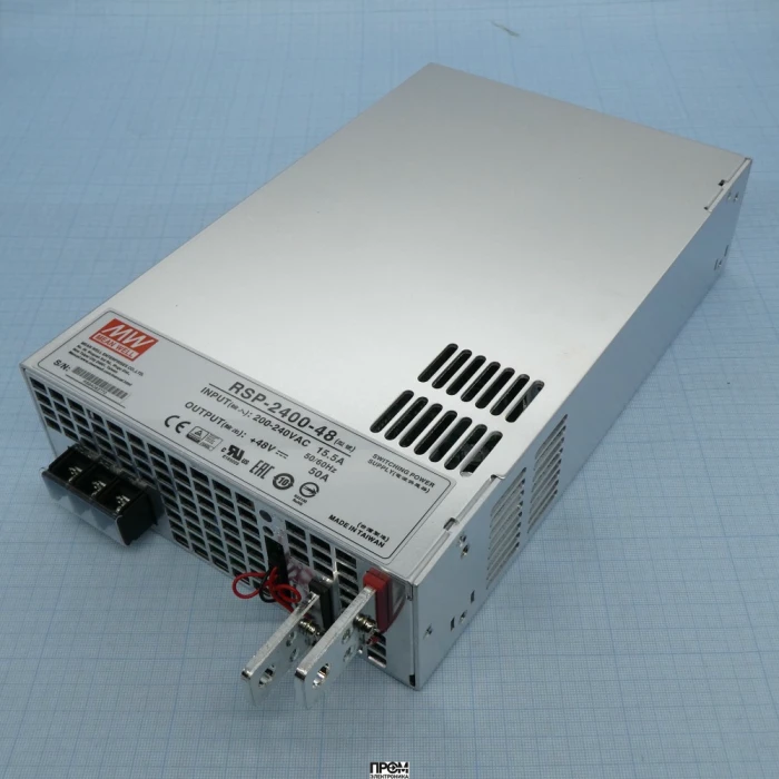 RSP-2400-48, AC-DC, 2400Вт, вход 180…264V AC, 47…63Гц /354…370В DC, выход 48В/50A, рег. вых 43…56В, изоляция 3000В AC, в корпусе 278х177.8х6..5мм, -20…+70°С