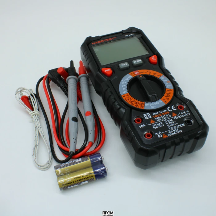 HT118C, Мультиметр с двойным дисплеем, автомат с True RMS, NCV, тест батарей