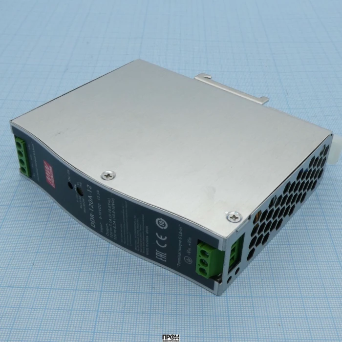 DDR-120A-12, DC-DC, 99.6Вт, вход 9…18В DC, выход 12В/8.3А, изоляция 4000В DC, в кожухе на DIN-рейку, 32х125.2х102мм, -40...+70°С