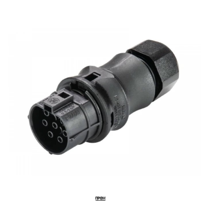 Разъем RST20I7S B1 ZR2 SW, Розеточный разъем на кабель диам. 10-14 мм, IP68(69k), 7 полюсов, винтовая фиксация провода, номинальные характеристики: 250/400V, 20A, цвет: черный, серия RST Classic