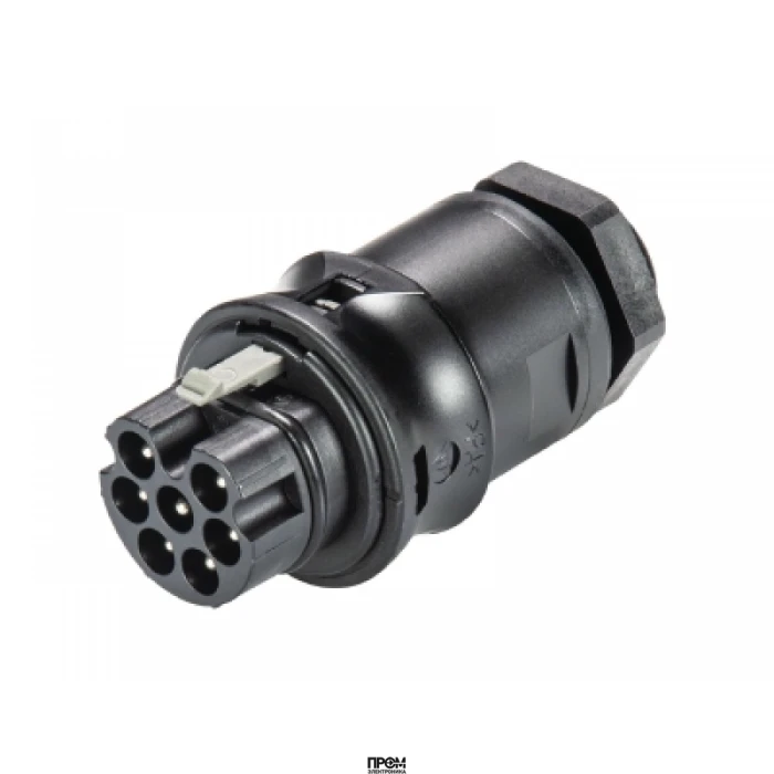 Разъем RST20I7S S1 M00V SW, Вилочный разъем в панель, М20, IP68(69k), 7 полюсов, винтовая фиксация провода, номинальные характеристики: 250/400V, 20A, цвет: черный, серия RST Classic