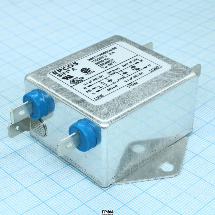 B84111A0000A060, Сетевой фильтр 2x6A/250V, SIFI-A, 2x0.1мкФ (Х2) + 2х4700пФ (Y2), 2х1.8мГн